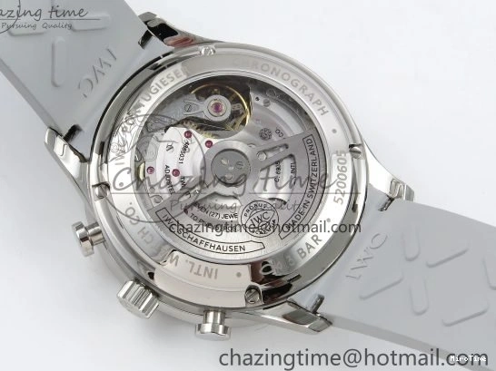 MIROTIME 1228 Portuguese Chrono IW3716 Z+F 1:1 Best Edition White Dial on Gray Rubber Strap A WrinkleFree 7014